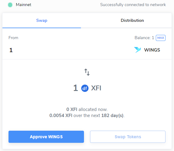 WINGS:XFI Swap Instructions